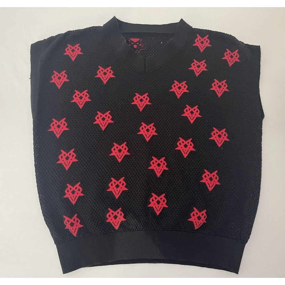 OVD Heartagram Crochet Knit Sleeveless V‎ Neck Sweater